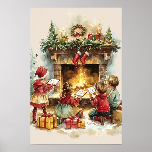 Nostalgische Vintage-Weihnachtskinder Poster (Vorne)