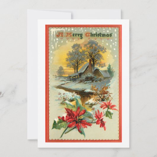 Nostalgische Vintage Winterlandschaft und Weihnach Feiertagskarte (Vorderseite)