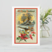 Nostalgische Vintage Winterlandschaft und Weihnach Feiertagskarte (Stehend Vorderseite)