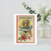Nostalgische Vintage Winterlandschaft und Weihnach Postkarte (Stehend Vorderseite)