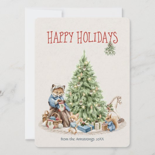 Nostalgische Waldtiere Weihnachten (Vorderseite)