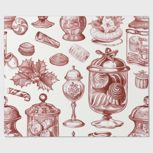 Nostalgische Weihnachten Rot Geschenkpapier (Flach)