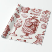 Nostalgische Weihnachten Rot Geschenkpapier (Ungerollt)