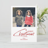 Nostalgische Weihnachts-Script-Holiday-Fotokarte Feiertagskarte (Stehend Vorderseite)