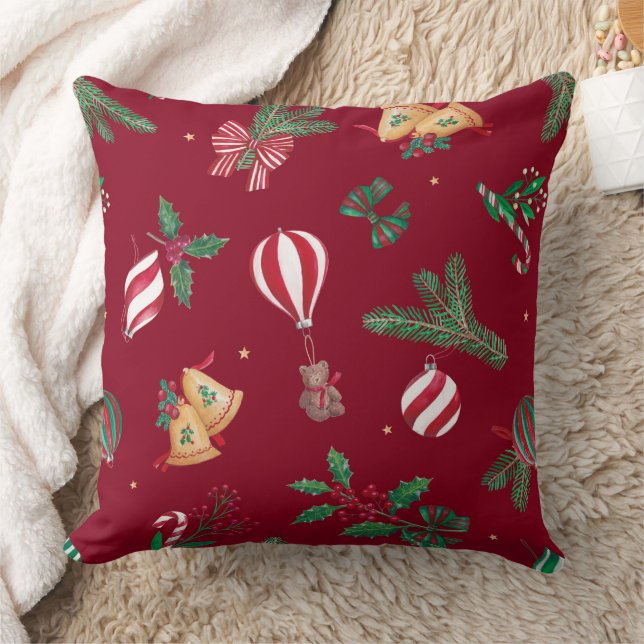 Nostalgische Weihnachts Teddy Bears Bauble Red Kissen (Decke)