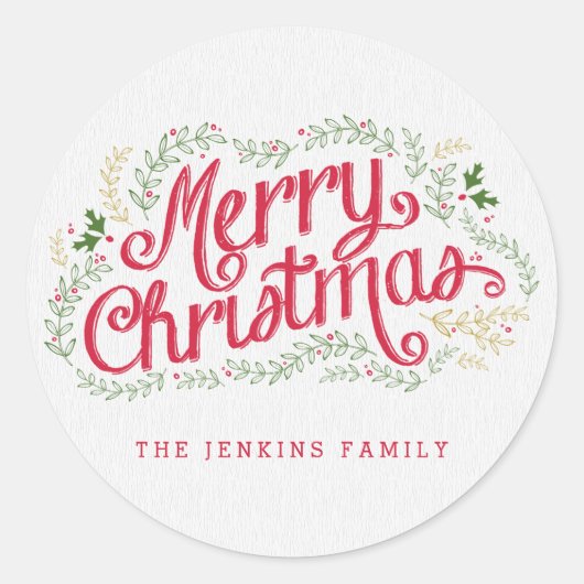 Nostalgische Weihnachtsaufkleber oder Umschlag Auf Runder Aufkleber (Vorderseite)