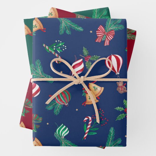 Nostalgische Weihnachtsbären Teddy Bears Baubles H Geschenkpapier Set (Beispiel)