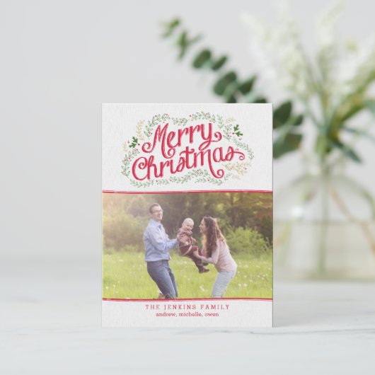 Nostalgische Weihnachtsfotokarte Postkarte (Stehend Vorderseite)