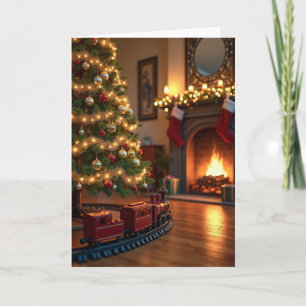 Nostalgische Weihnachtskarte mit Zug Karte