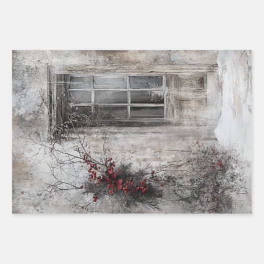 Nostalgische Weihnachtslandschaft Geschenkpapier Set (Vorderseite)