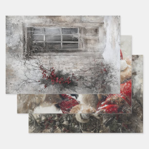 Nostalgische Weihnachtslandschaft Geschenkpapier Set