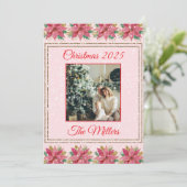 Nostalgische Weihnachtspoinsettia Feiertagskarte (Stehend Vorderseite)