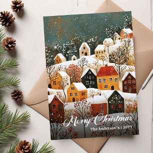 Nostalgische Weihnachtsszene Druckbare Feiertagska Feiertagskarte