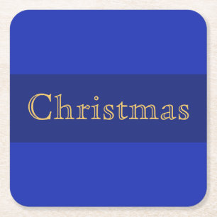 Nostalgische Weihnachtstext Navy Royal Blue Stripe Rechteckiger Pappuntersetzer