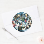 Nostalgische Winterlandschaft | Kinderschneeballka Runder Aufkleber (Umschlag)