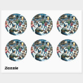 Nostalgische Winterlandschaft | Kinderschneeballka Runder Aufkleber (Blatt)