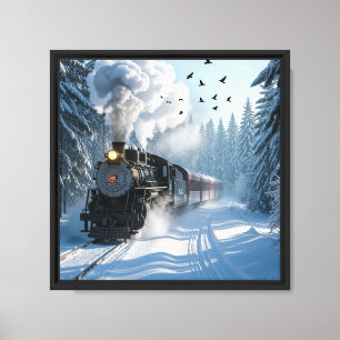 Nostalgische Winterzugreise Leinwanddruck