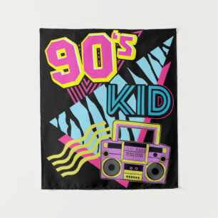 Nostalgischer 80er der 90er Jahre Kid Boombox der Wandteppich