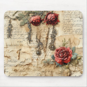 Nostalgischer antiker Blumenliebesbrief Mousepad