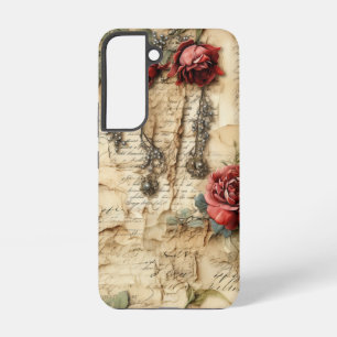 Nostalgischer Antiker Blumenliebesbrief Samsung Galaxy Hülle