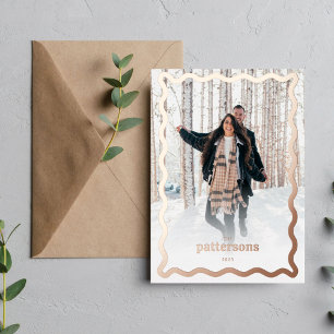 Nostalgischer Charme Feiertagsfoto Rose Gold Folien Feiertagskarte