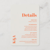 Nostalgischer Charme Retro Hochzeitsdetails Begleitkarte (Vorderseite)