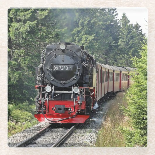 Nostalgischer Dampflokomotive-Zug Glasuntersetzer (Vorderseite)