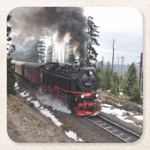 Nostalgischer Dampflokomotive-Zug Rechteckiger Pappuntersetzer