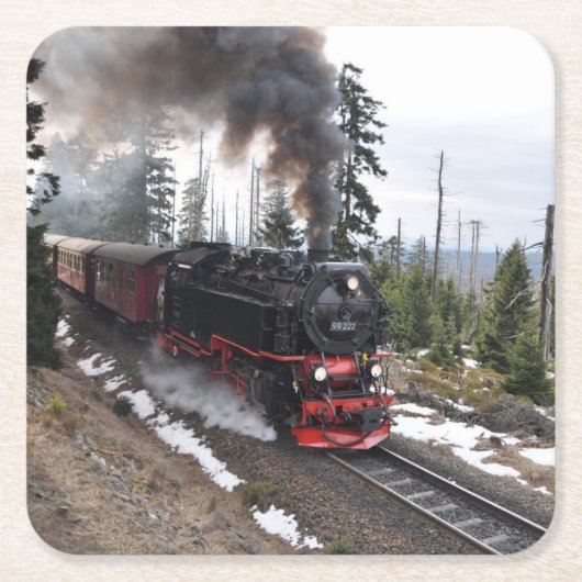 Nostalgischer Dampflokomotive-Zug Rechteckiger Pappuntersetzer (Vorderseite)