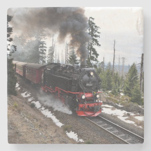 Nostalgischer Dampflokomotive-Zug Steinuntersetzer (Vorderseite)