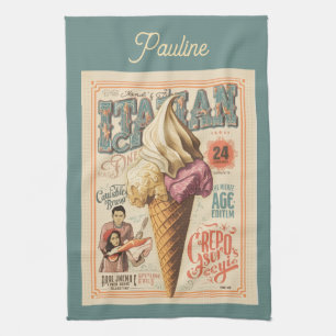 Nostalgischer Eiscreme-Traum Geschirrtuch