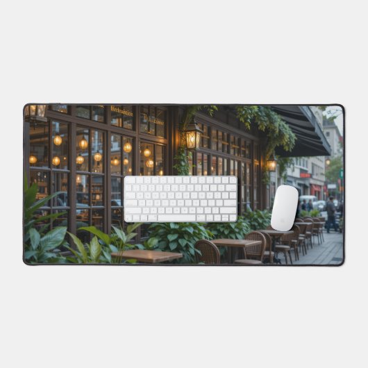 Nostalgischer Friedlicher Coffee Shop, Art Nouveau Schreibtischunterlage (Tastatur & Maus)