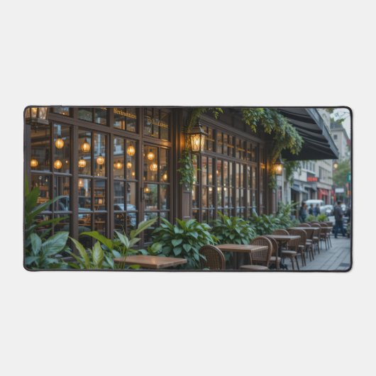 Nostalgischer Friedlicher Coffee Shop, Art Nouveau Schreibtischunterlage (Vorderseite)