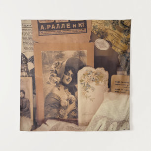 Nostalgischer Glamour: Vintage russische Portraits Wandteppich