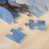 Nostalgischer glücklicher Schneemann mit Blaue Vog Puzzle (Seite)