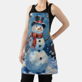 Nostalgischer glücklicher Schneemann mit Blaumeise Schürze (InSitu)