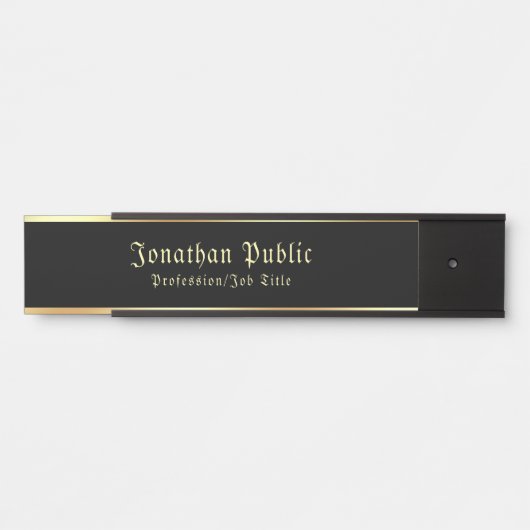 Nostalgischer handgeschriebener Schwarz-Gold-Klass Türschild (Vorderseite )