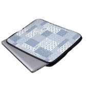 Nostalgischer Indigo-Faux-Patchwork-Laptop-Schutz Laptopschutzhülle (Vorne Knopf)