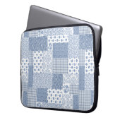 Nostalgischer Indigo-Faux-Patchwork-Laptop-Schutz Laptopschutzhülle (Vorderseite Links)