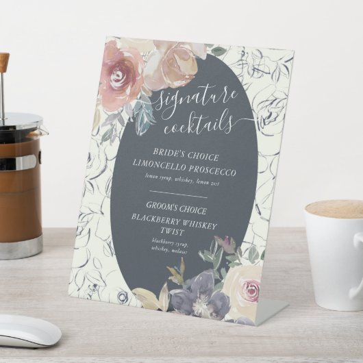 Nostalgischer Indigococktail Blütenblütensaft Zeic Sockelschild (In SItu)