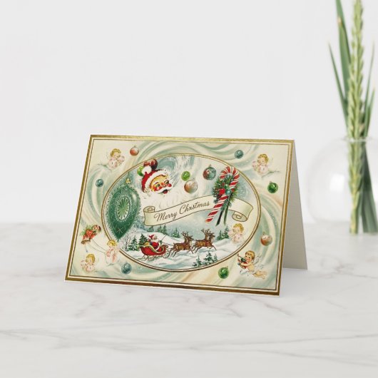 Nostalgischer Kitschmas Feiertagskarte (Vorderseite)
