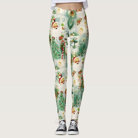 Nostalgischer Kitschmas Leggings (Vorderseite)
