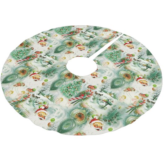 Nostalgischer Kitschmas Polyester Weihnachtsbaumdecke (Schrägansicht)