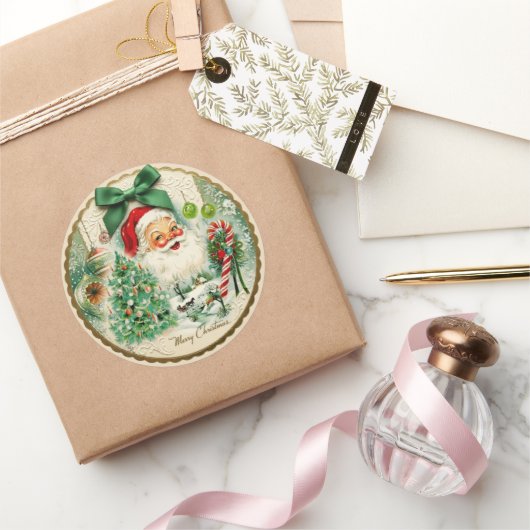 Nostalgischer Kitschmas Runder Aufkleber (Schenken)
