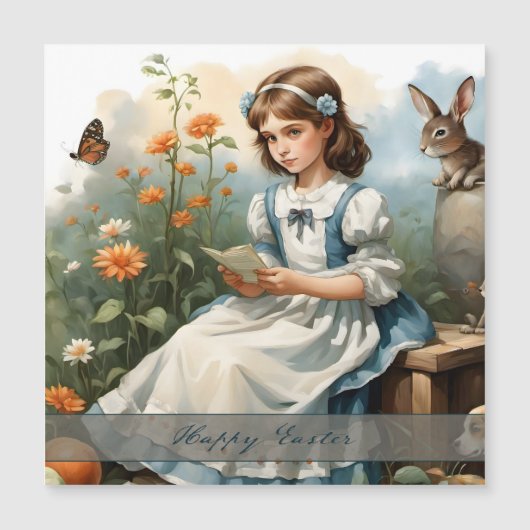 Nostalgischer OsterIdyll Magnetkarte (Vorderseite)