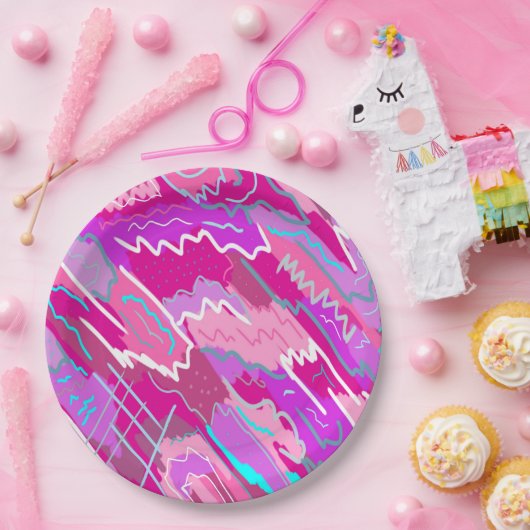 Nostalgischer Pop Kunst, Dichtung und Musik Pappteller (Party)