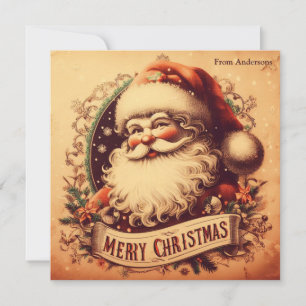 Nostalgischer Retro-70er-Weihnachtsmann Frohe Weih Feiertagskarte