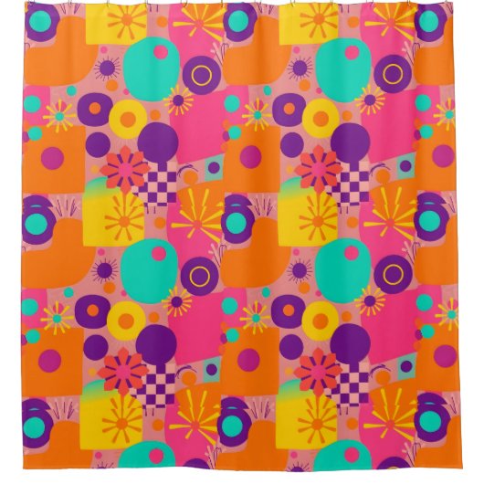Nostalgischer Retro-Duschvorhang - Groovy Vibs Duschvorhang (Vorderseite)