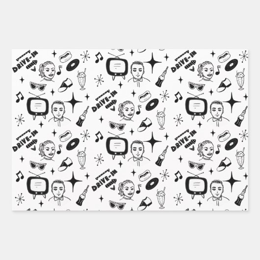 Nostalgischer Retro-Stil der 50er Jahre Geschenkpapier Set (Vorderseite 2)