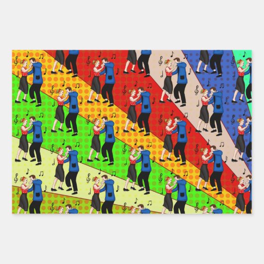 Nostalgischer Retro-Stil der 50er Jahre Geschenkpapier Set (Vorderseite)